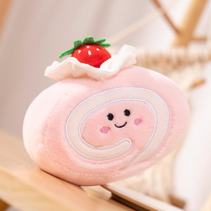Cartoon Anime Kawaii Swiss Roll Plush Dolls Cute Happy Strawberry Chocolate Matcha Flavor Cake Toys Kids Handmade Gifts