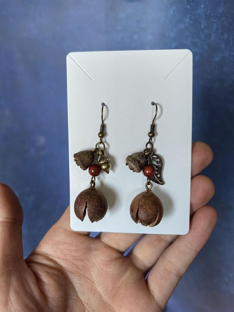 Yunnan Handmade Mori Style Herbal Fruit Earrings – Ethnic, Creative, Fun Jewelry for Women