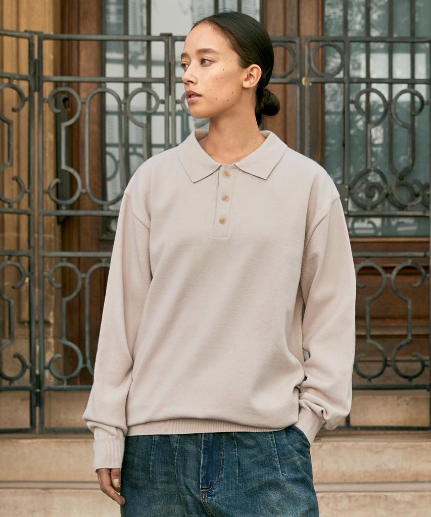 MINIMALPROJECT Half Button Collar Knit Mnt105 / 2 Colors