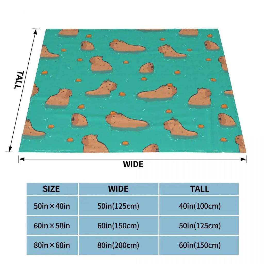 Přikrývky kapybara ve vodě fleece jaro podzim roztomilé zvířátko multifunkční měkké přikrývky na lůžkoviny pohovka kobereček kus