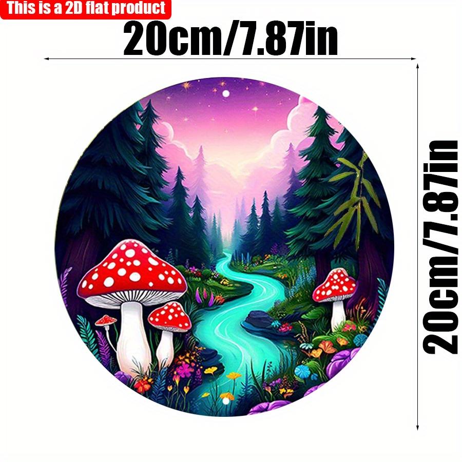 

2D плоский 20*20 см 1 шт. Сказочные грибы и фантастические лесные узоры круглый деревянный декор, с изображением фантазийного и мечтательного стиля Тематический кулон, идеально подходит для 20*20cm