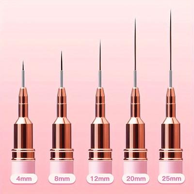 5pcs Pink Fine Nail Art Brush Set Pens for Long Nails - Perfect for Gel Polish Painting And Manicure -Details Nail Art Designs
