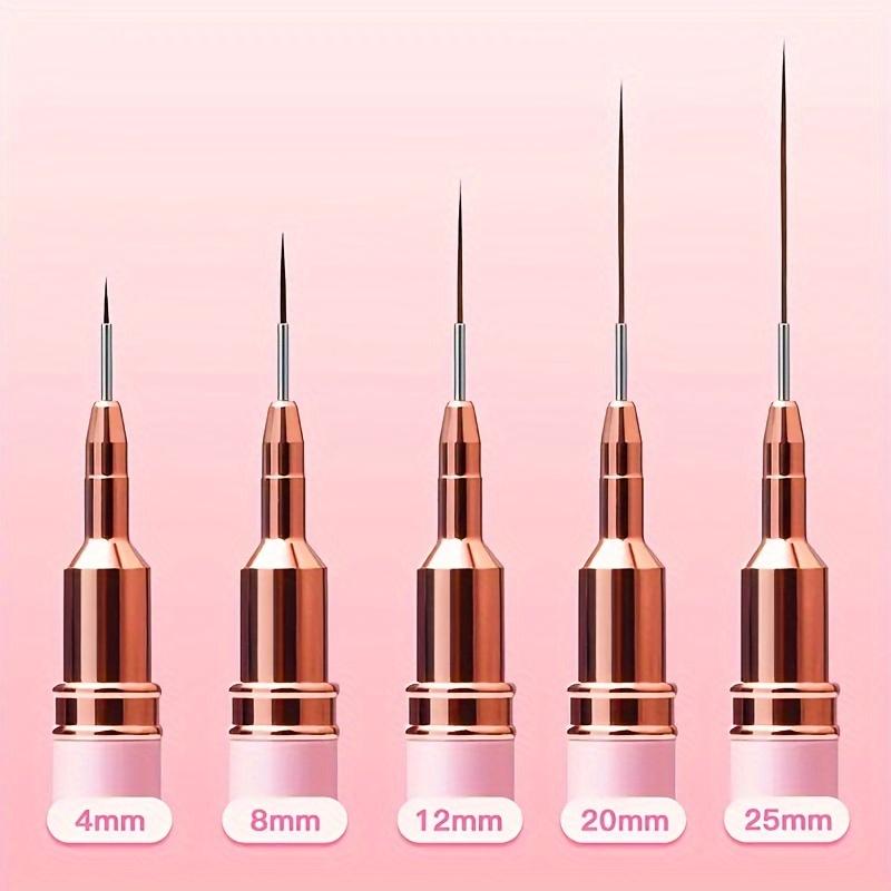5 Pcs Nail Art Brush Pens for Gel Polish (4/8/12/20/25 Mm) Suitable for Long Nails, Precision Nail Art Brushes, Manicurists and Beginners