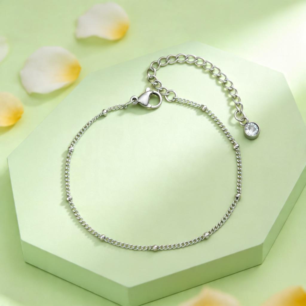 Minimalist Beads Chain Bracelet for Women Thin Stainless Steel O-Chain Bracelets Fashion Wrist Jewelry Gift