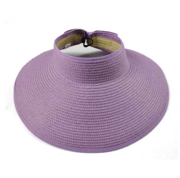 2025 Women Sun Visors June Wide Brim Foldable Packable Roll Up Ponytail Beach Hat Straw Visor Sun Hats