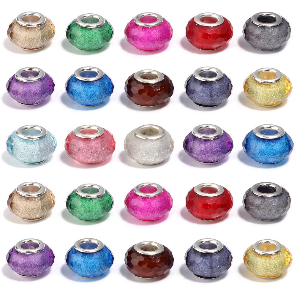 20pcs 14x9mm Resin Beads Multicolor Faceted Big Hole Loose Spacer Beads For Jewelry Making DIY Bracelets Keychain Accessories
