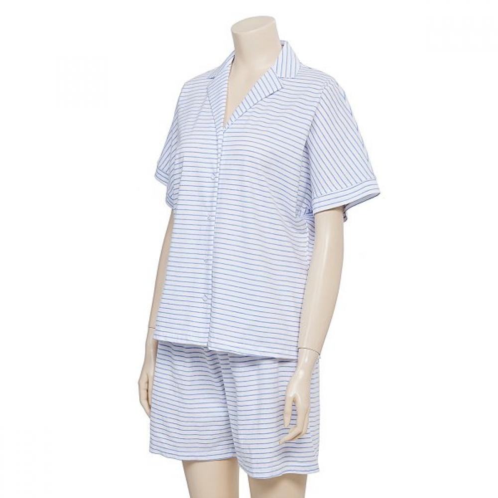 Barbara Women S Blue Cotton Stripe pajamaS aawp4597S