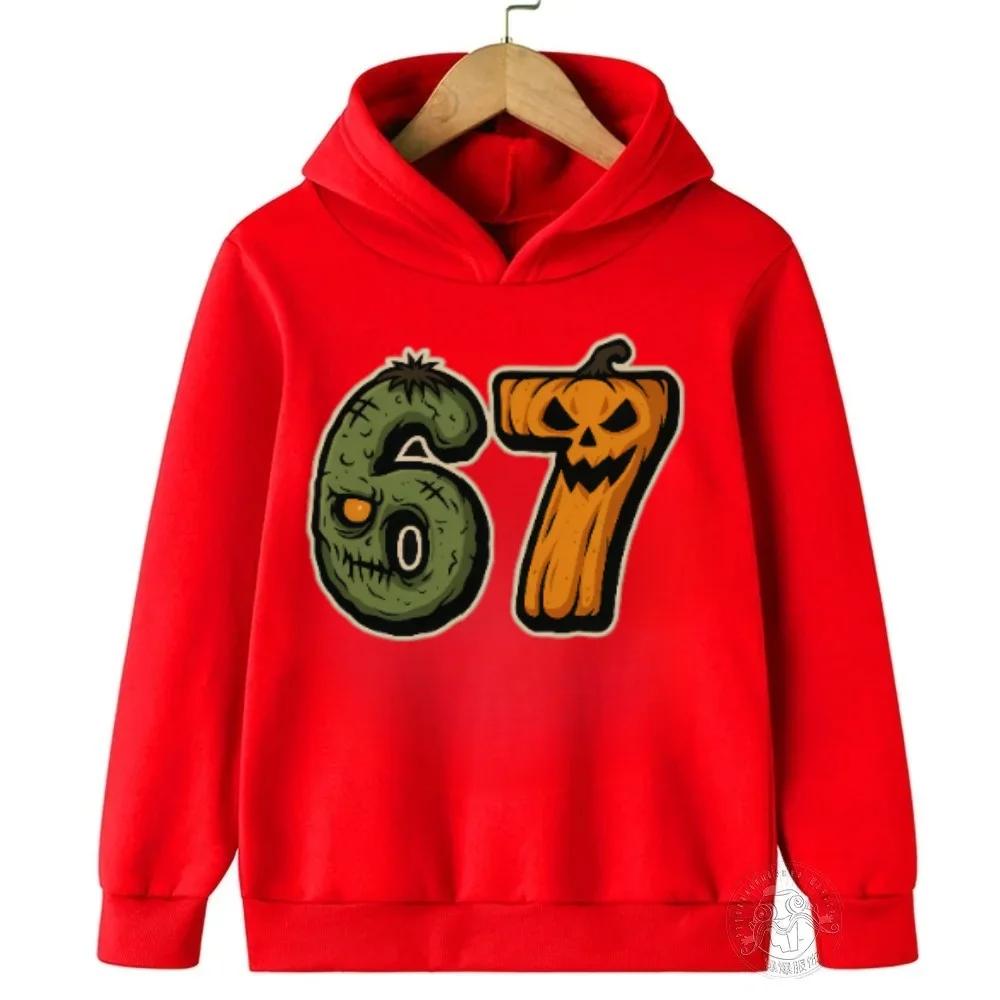 Spring Autumn 67 Six Seven Crazy Children's Hoodie Kids Casual Fashion Fun Boys Hooded Sweatshirt Pullover Girl Clothing Top