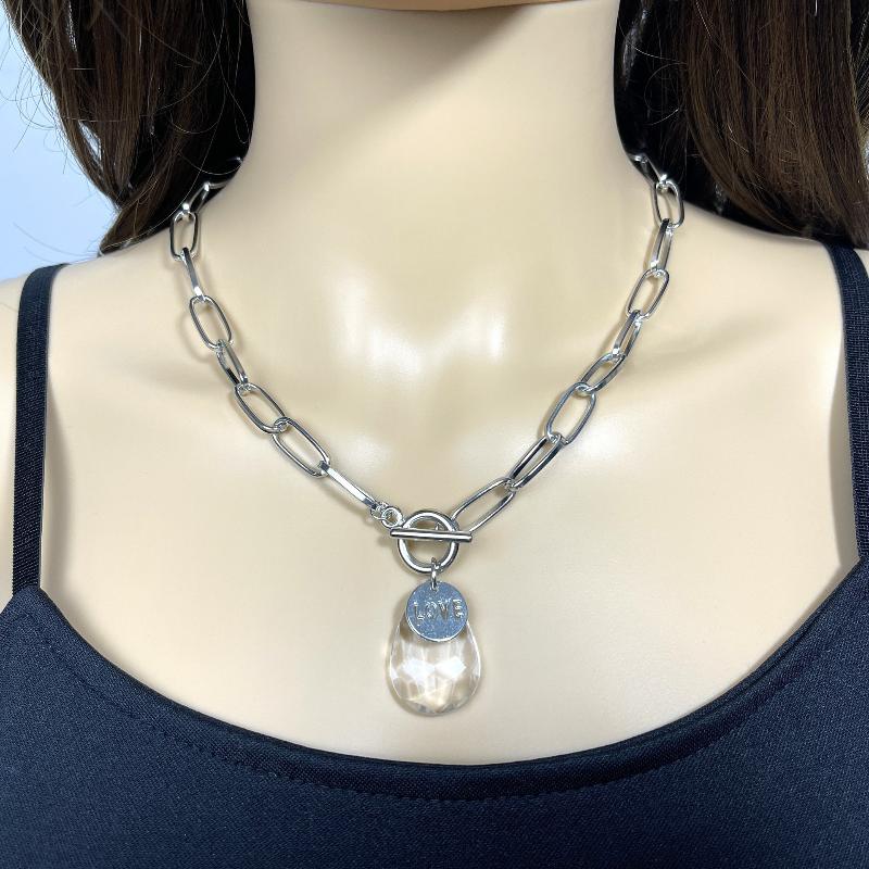 

Модное прозрачное хрустальное ожерелье с подвеской в виде капли воды на металлической цепочке для женщин, ювелирные изделия, аксессуары для вечеринок серебряный