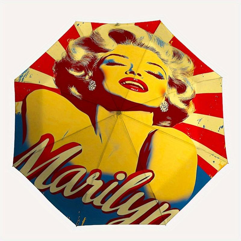 

Marilyn Iconic Icon Автоматический зонт-трость с открытием/закрытием Компактный дорожный зонт, 8 ребер, прочная конструкция, идеальный подарок, 149