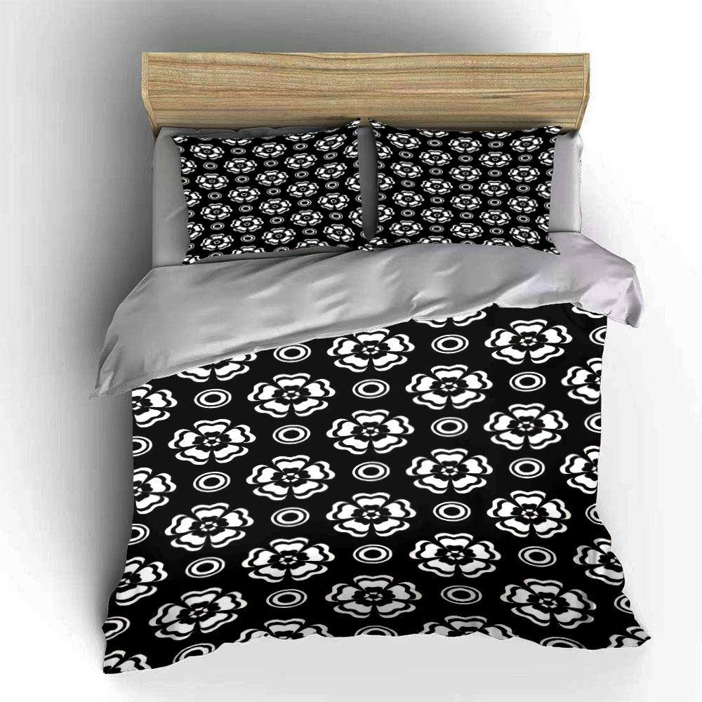 Black-and-white Floral Shapes. Bedding Sets Duvet Cover Sets Duvet Covers Pillowcases(1 * Duvet Cover 2 * Pillowcases Without Duvet Insert)