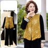 Elegant Spring Suit: New Chinese Style Vest & Gold Velvet Three-Piece for Middle-Aged and Elderly