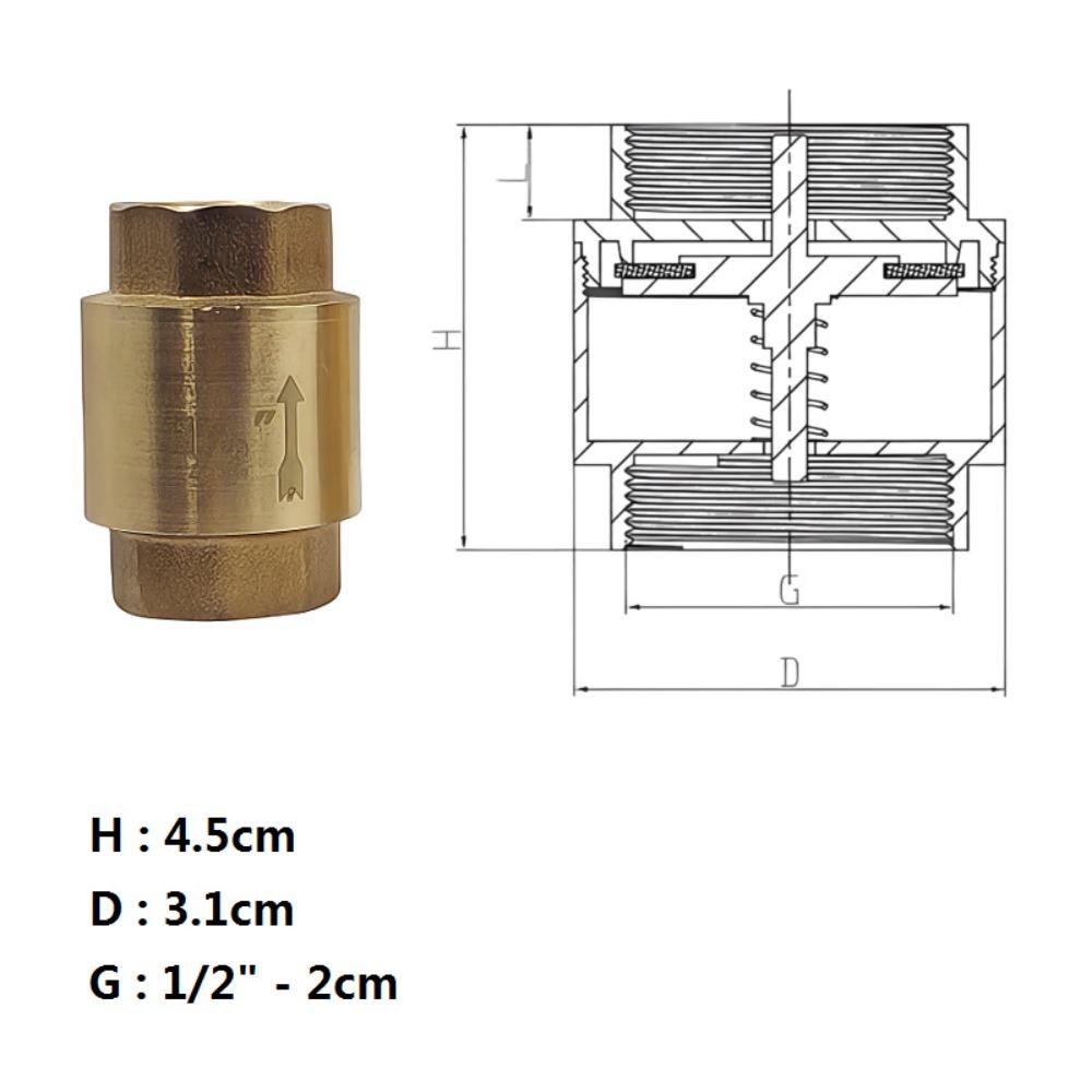 

1/2 3/4 1-1/2 Female Thread NPT Brass Thread In-Line Spring Check Valve One-Way Anti Backflow Valve Water Control Float Valve