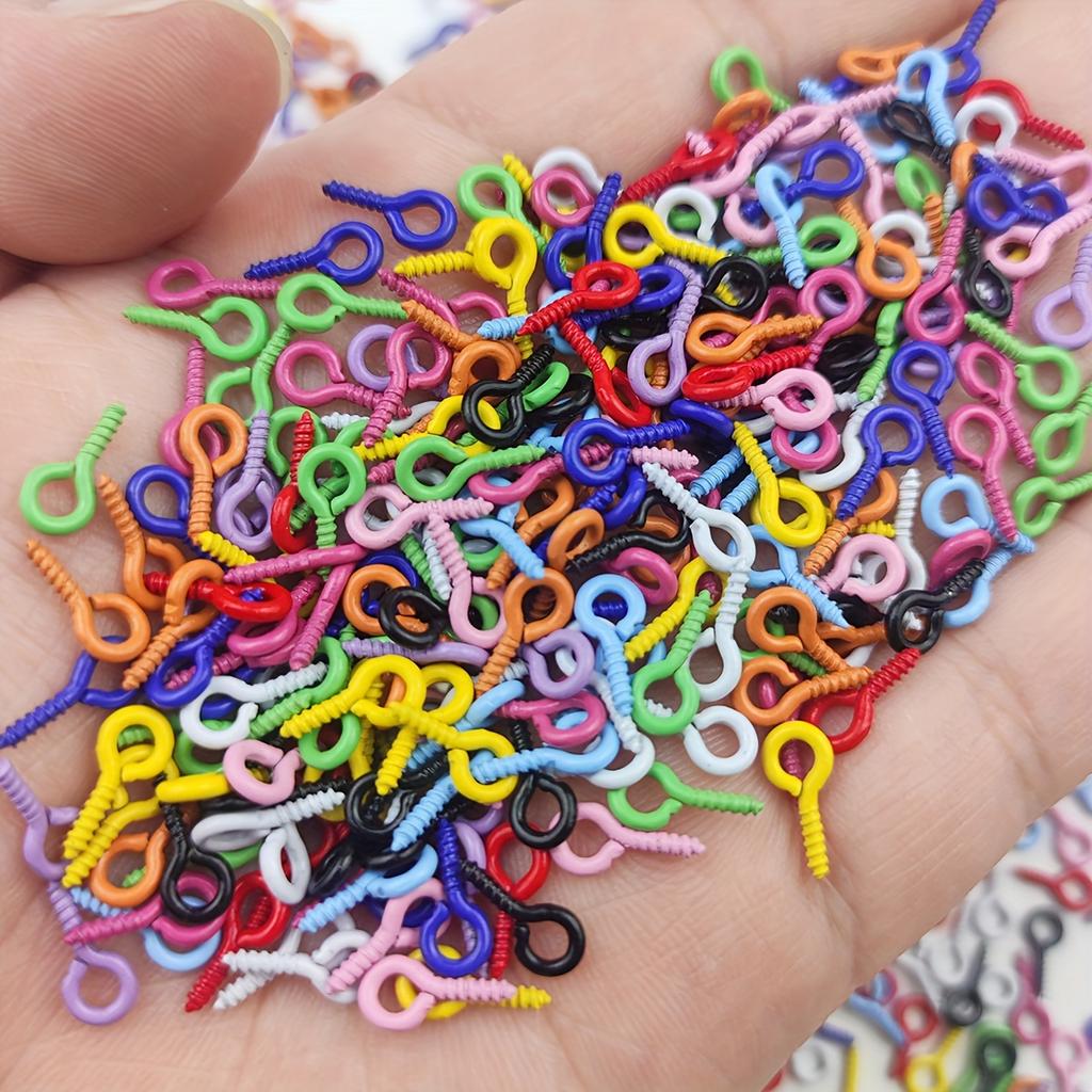 100 ks Barevně lakované kovové očko, hřebík s ovčím okem, hřebík s ovčím rohem, šroubovací hřebík, šroub zinkové slitiny, očka pro ručně vyráběné DIY šperky