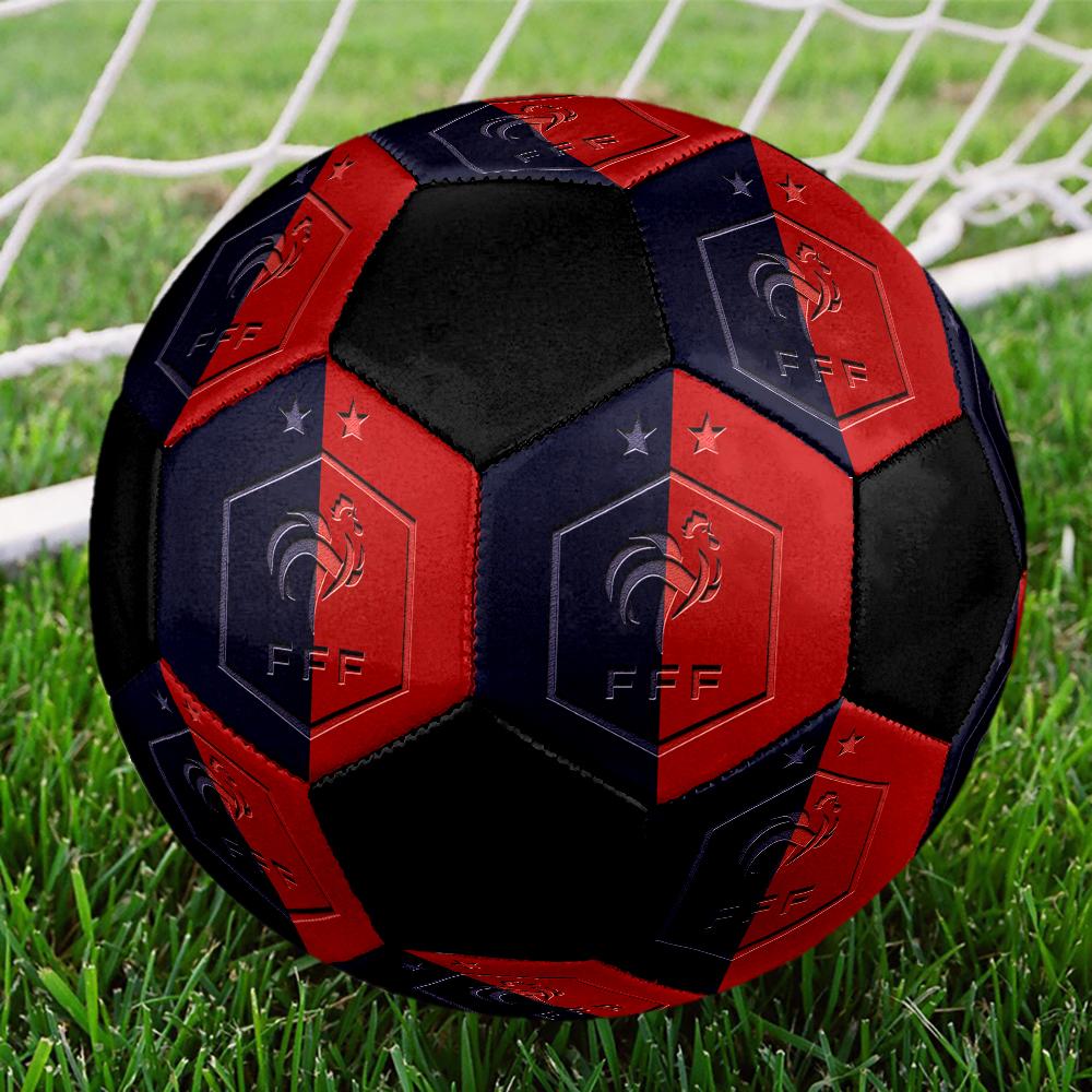 Pallone Calcio a 5 FFF Francia Colorato Cucito a Macchina PVC Misura 5 Pronto per Allenamento di Squadra Competizione Resistente Alta Rimbalzabilità Fantastico Regalo Sportivo