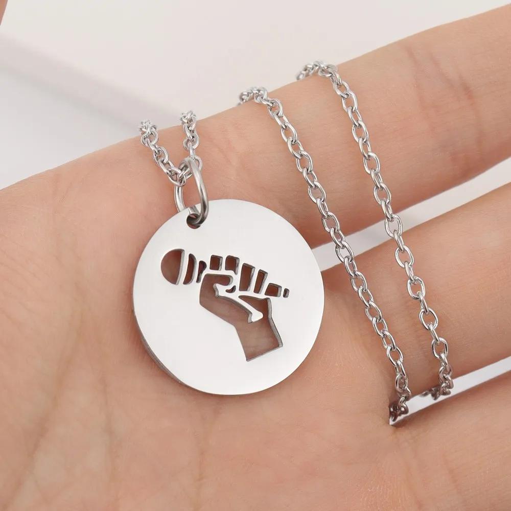 

Stainless Steel Brand Round Microphone Pendant Glamour Necklace Women Fashion Christmas Valentine Gift Amulet Jewelry Accessor Silver