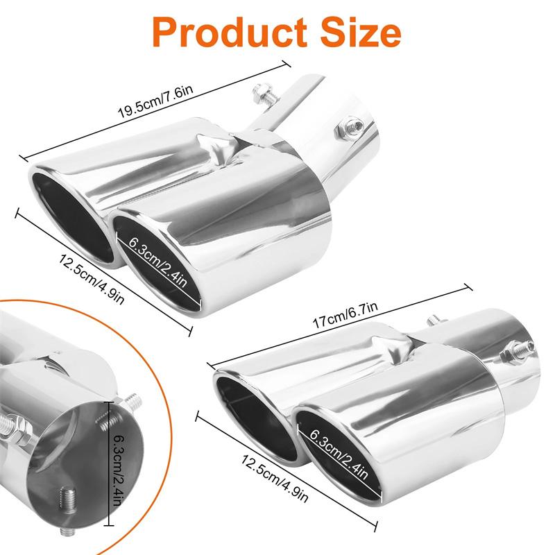 Car Universal One To Two Tail Throat Double Pipe Tail Pipe Stainless Steel Exhaust Pipe Modification Supplies