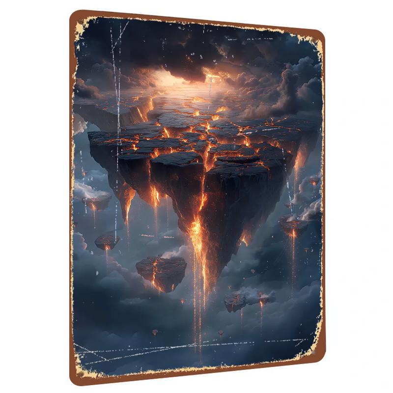 

Volcanic Rift Floating Island Metal Wall Art Modern Abstract Home Decor for Living Room Study Foyer 20x30cm（7.8x11.8inch）