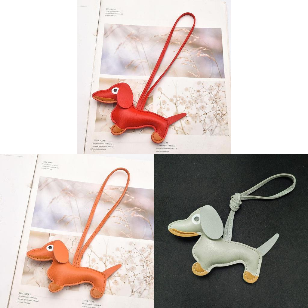 Dog Keychain Pendant Pu Leather Cartoon Pet Bag Charm For Keys And Phones