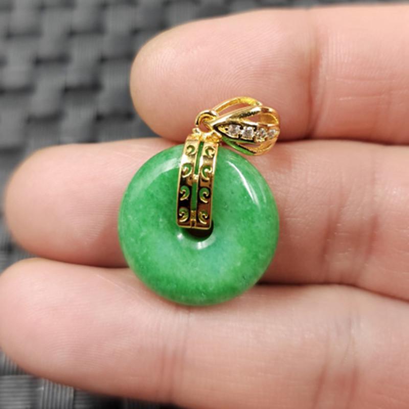 Emerald Green Jade Buckle Pendant Necklace & Earring Set