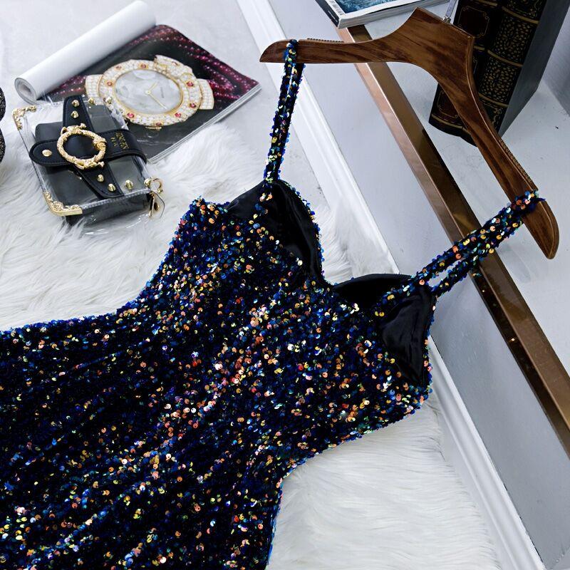 Blue Bling Cocktail Dresses Evening 