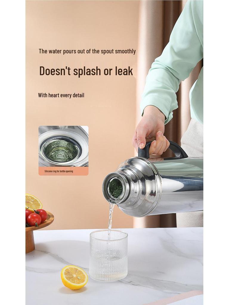 Vintage Large Capacity Thermos Flask with Stainless Steel Exterior & Glass Interior for Keeping Beverages Warm