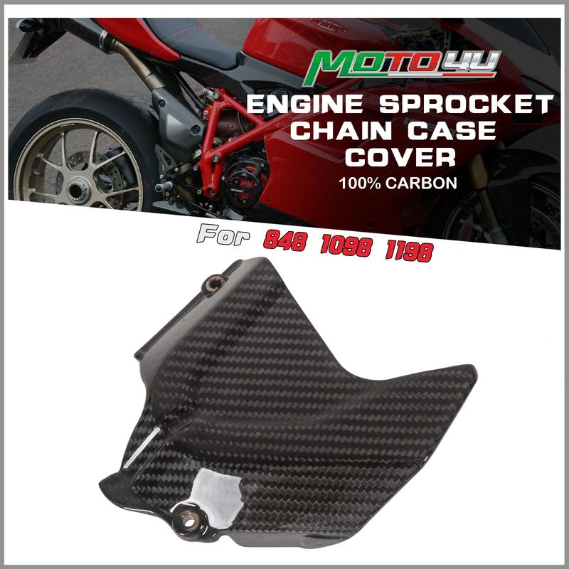 MOTO4U For Ducati 848 1098 1198 100% Carbon Fiber Engine Sprocket Chain Case Cover Fairing Cowl Twill Motorcycle Modification