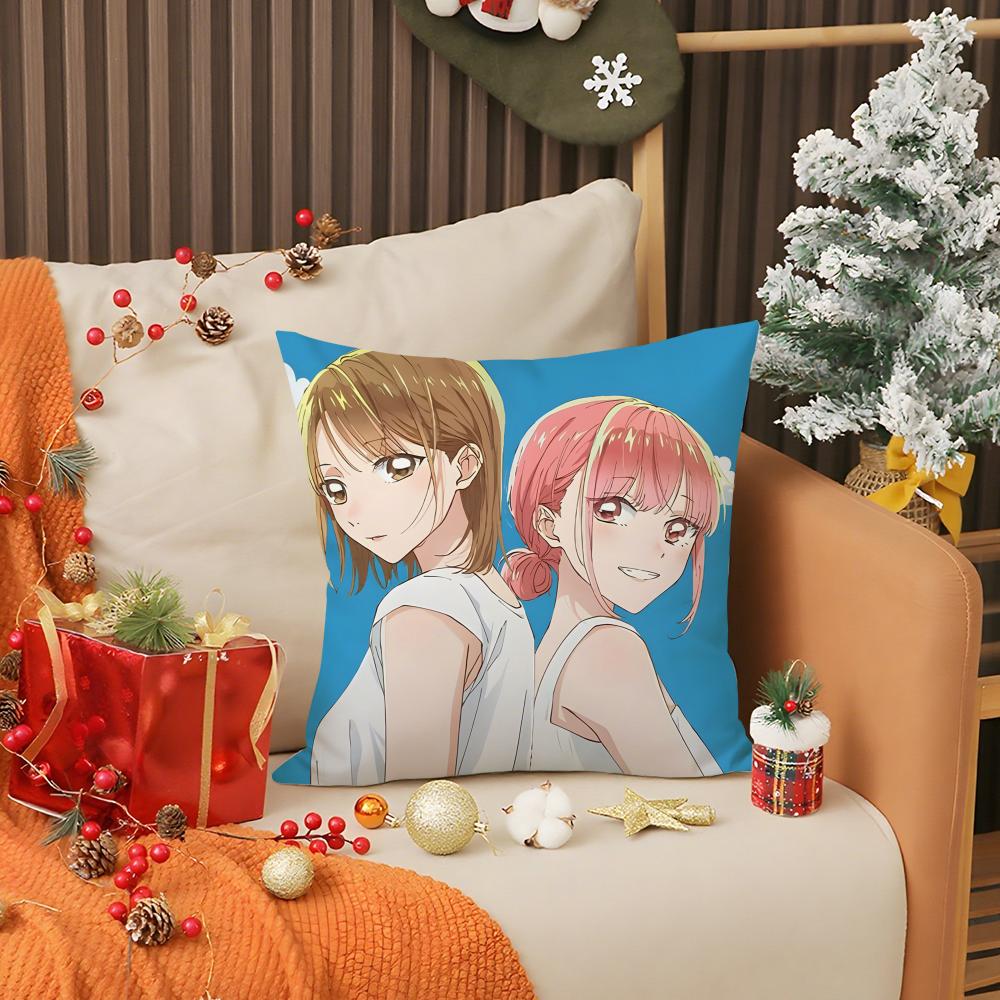 Blue Box Anime Pillow Case Living Room Sofa Decorative Cushion Cover Simple Household Light Luxury Printed Pillow