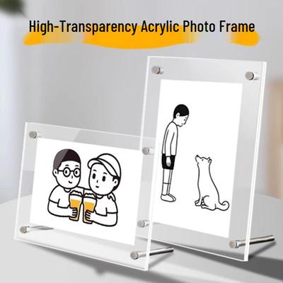 Acrylic Photo Frame - Transparent Crystal Desktop Stand for 6-7 Inch Photos