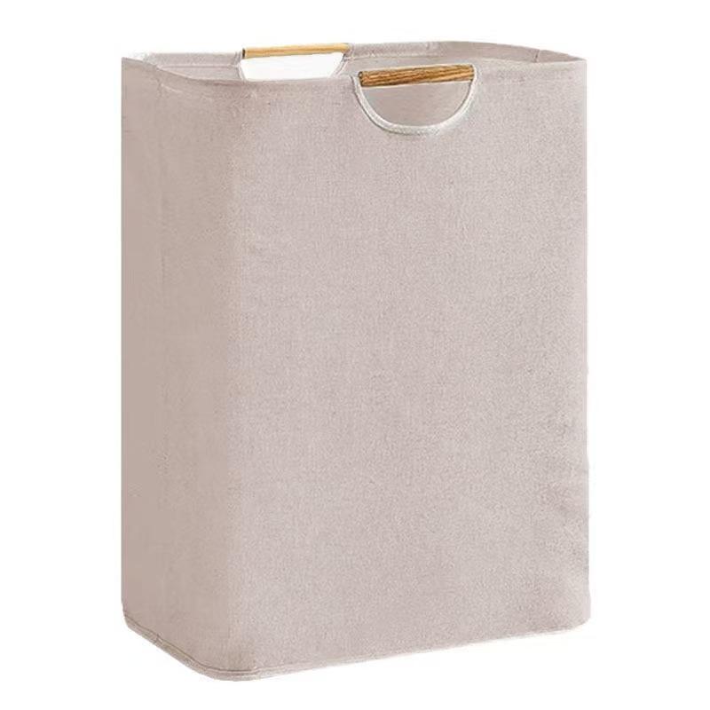 Foldable Cotton & Linen Laundry Basket with Large Capacity for Clothes and Toy Storage - Handheld Bathroom Hamper.