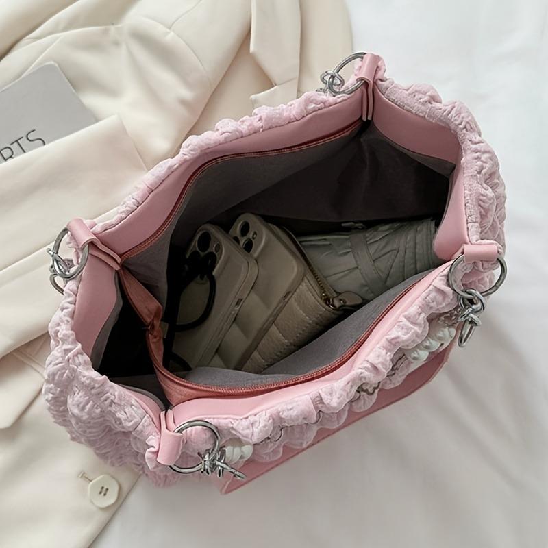 Sommerlich frisch und süß, geraffte Bubble-Cloud-Schultertasche, geräumige Tragetasche für Ausflüge und Pendeln, modische weiche Damenhandtasche