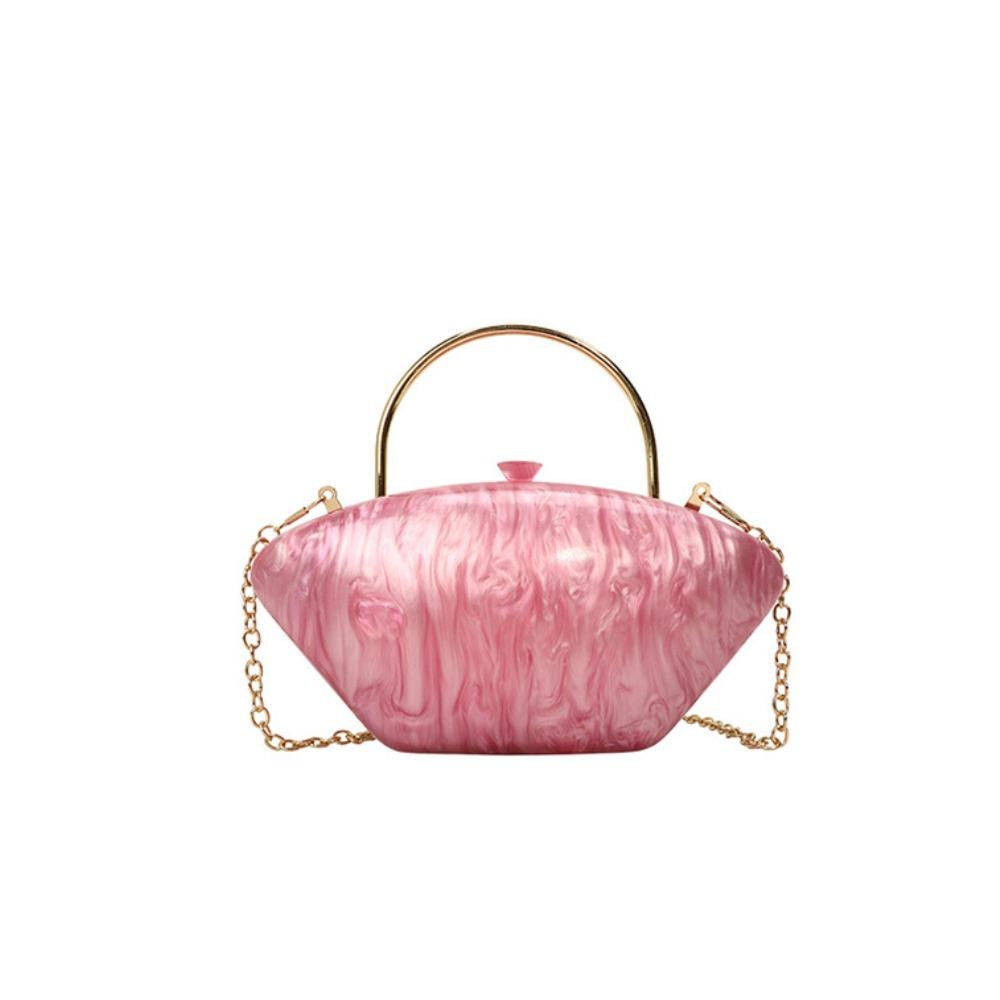 Exquisite and Simple Acrylic Plaid Chain Women's Dinner Bag, New Fashionable Commuter Women's Shoulder Messenger Bag