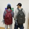 Backpack Korean Style Minimalist Solid Color Large Capacity Travel School Bag for Students Unisex Casual Daypack