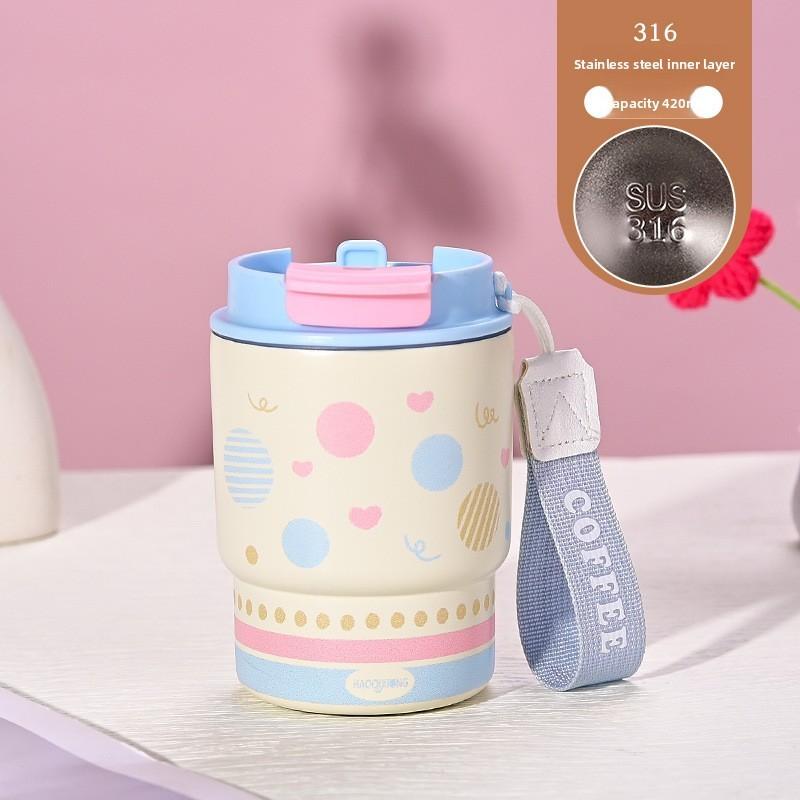 Cute Animal 316 Stainless Steel Portable Insulated Cup With Cartoon Print For Office And Travel