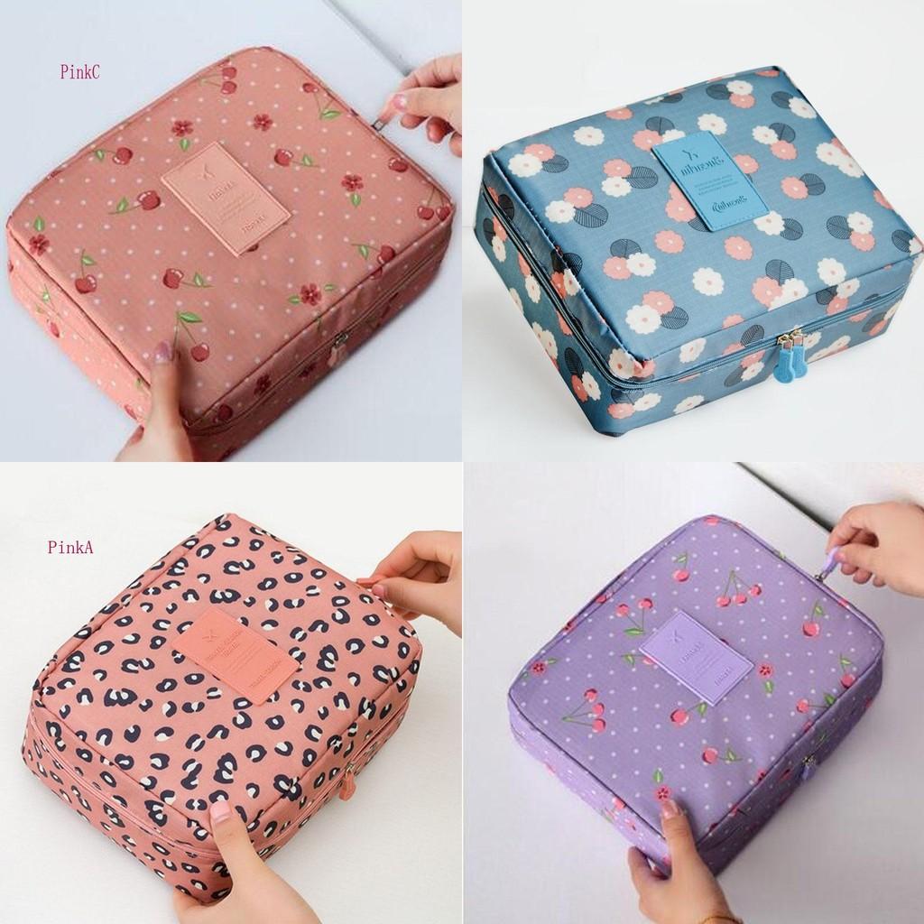 Luxurious Floral Nylon Zipper Women Makeup Bag With Elegant Cosmetic Case Organizer