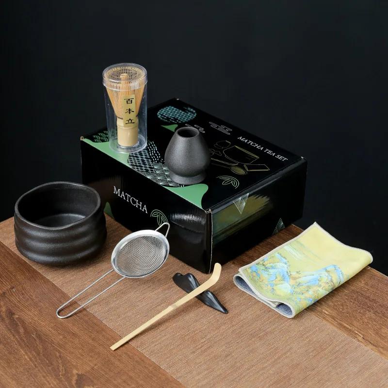 

7pcs Handmade Home Easy Clean Matcha Tea Set Tool Stand Kit Bowl Whisk Scoop Gift Ceremony Traditional Japanese Accessories