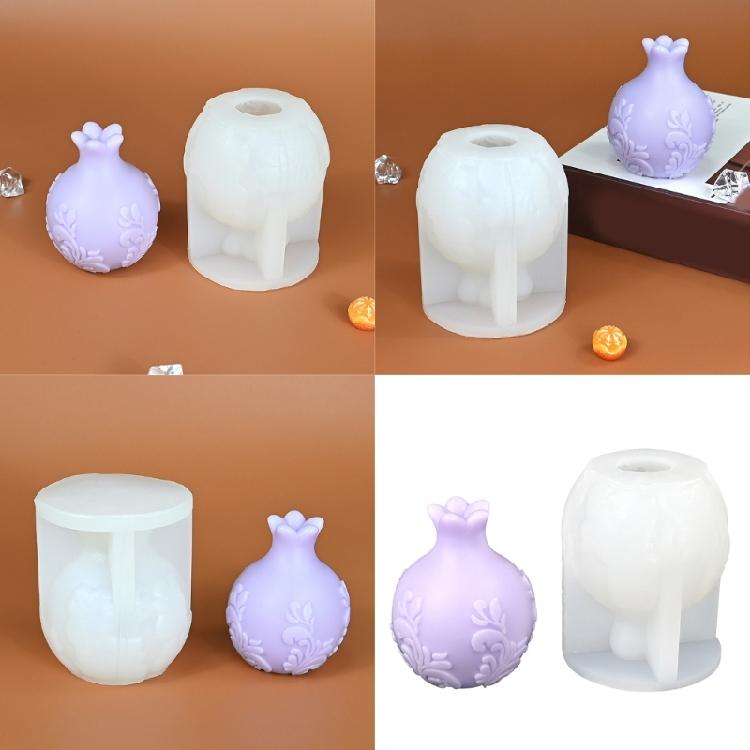 Granatäppleform Ljus Silikonformar för Handgjord Ljustillverkning Tvåltillverkning Chokladgodis Bakning Gips Silikonformar