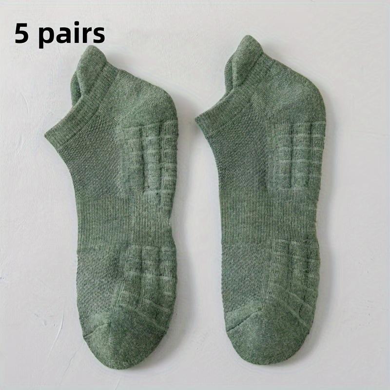 5 Pairs of Padded Spring and Summer Leisure Boat Socks for Men and Women Cotton Breathable Socks