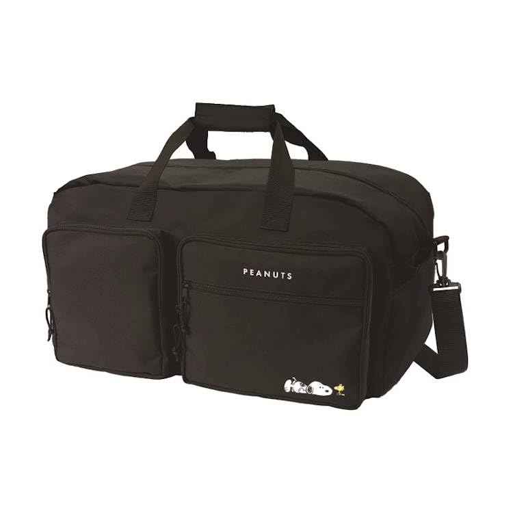 Snoopy Twin Pocket Travel Boston Black Bag, 45L,