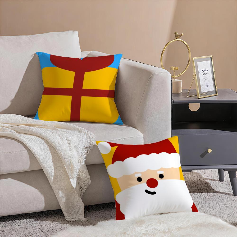 Art Festive Christmas Cushion Cover Linen Pillowcase Soft For Sofa Bed Home Room Decor