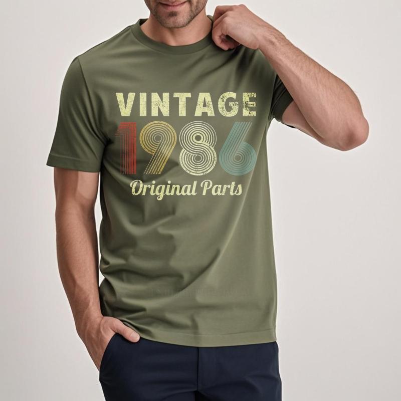 Cotton summer Teenagers t shirt Vintage 1986 Original Parts Short Sleeve Workout Oneck Top tees men cotton tshirt fashion tops