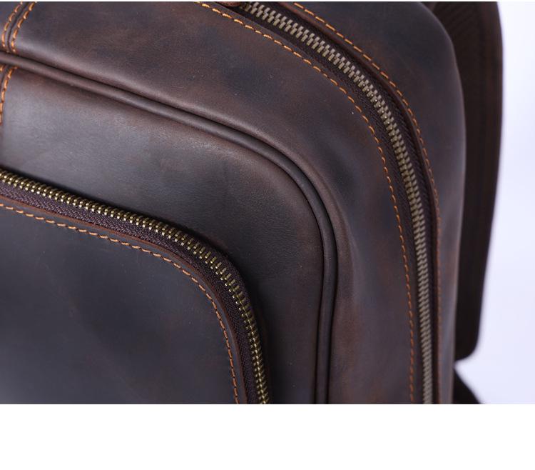 Sivok Retro Men's Genuine Leather Cowhide Laptop Backpack