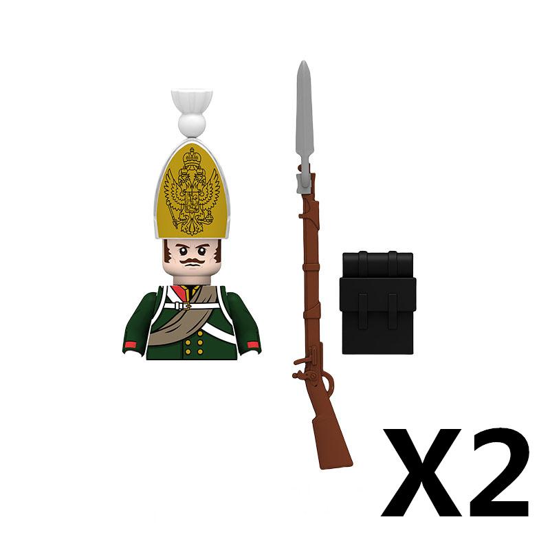MOC Wojskowy Wojny Napoleońskie Francuski Rosyjski Figurka Armia Klocki Budowlane Żołnierz Broń Pistolety Miecz Plecak Akcesoria Klocek B137