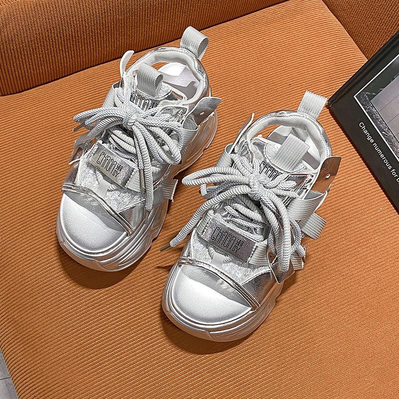Fashion New High Platform Sandals Woman Summer Mesh Chunky Sneakers Female Wedges Slippers For Women Peep Toe Sandalia Feminina 8.5CM