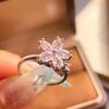 Female Ring Cherry Blossom Ring Rotating Design Pink Zircon Ring Floral Synthetic Ring  Daily Wear