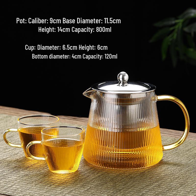 2026 Thickened Glass Teapot with Integrated Infuser – High-Temperature Resistant for Home Brewing