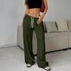 Women's Casual Drawstring Elastic Waist Pants Comfortable Straight Yoga Loose Color Pants