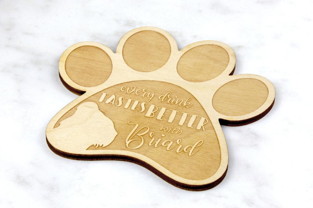 Briard, Berger De Brie - Mug Coaster, Engraved Coaster with Dog, Gift for Dog Lover by Art-Dog Brand