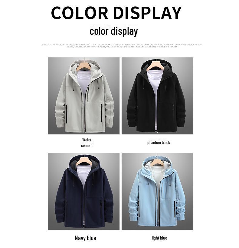 Men’s Windproof & Waterproof Velvet Hooded Jacket for Autumn/Winter - Trendy Soft Shell Couple Design