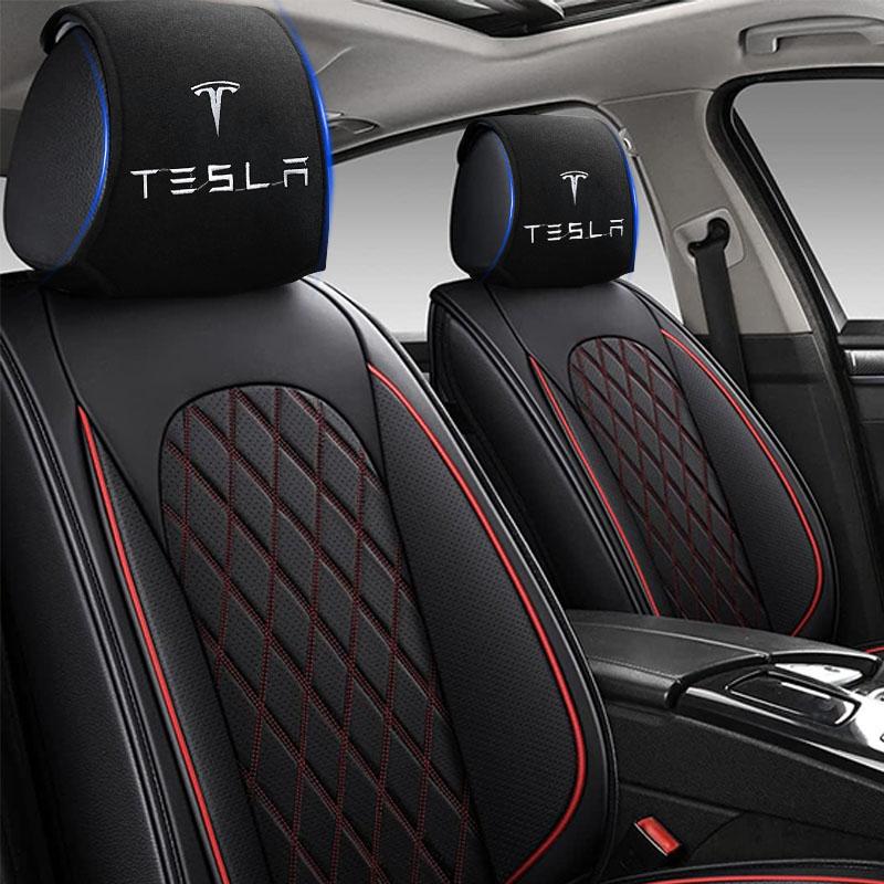Car Headrest Cover Auto Seat Headrest Cushion Neck Pillow Case Accessories For Tesla Model 3 Model S Model X Model Y Roadster Bonina Coil